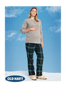 Old Navy Green Plaid Maternity Pajama Pants